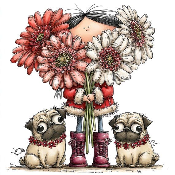 15 Funny Pug Clipart, Watercolor Pug Dogs, Whimsical Floral Pugs, Prin — view 6 — watercolor clipart transparent PNG instant download