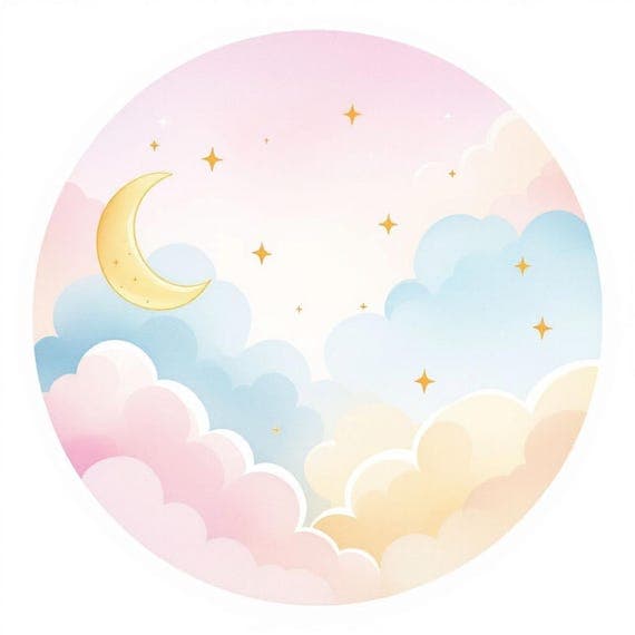 Watercolor Moon & Stars Clipart — view 5 — watercolor clipart transparent PNG instant download