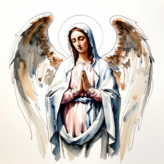 Virgin Mary and Baby Jesus Clipart — view 2 — watercolor clipart transparent PNG instant download