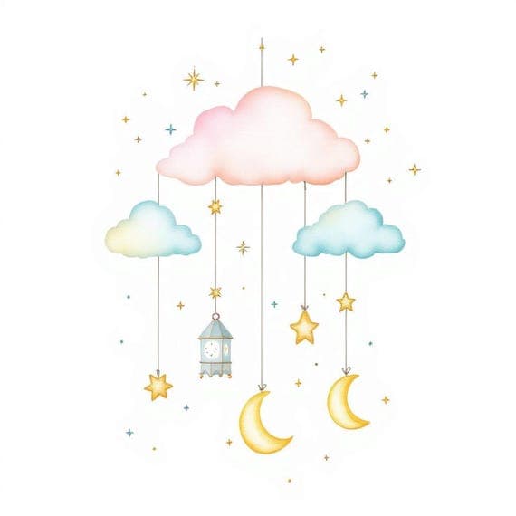 Watercolor Moon & Stars Clipart — view 7 — watercolor clipart transparent PNG instant download