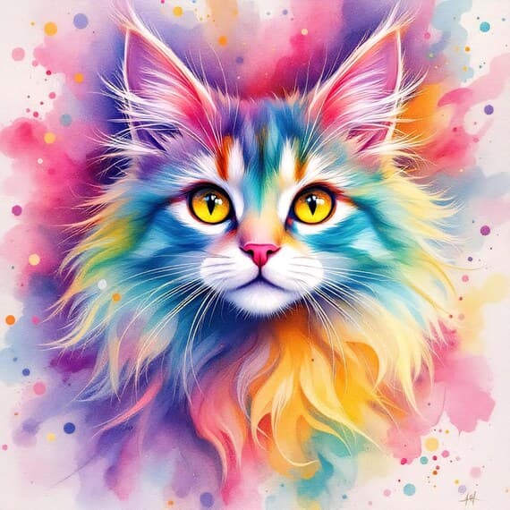 20 Whimsical Watercolor Cat Clipart — view 5 — watercolor clipart transparent PNG instant download