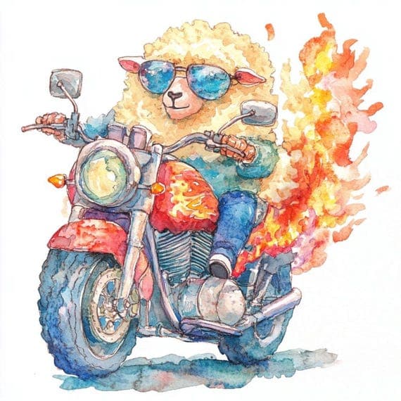 9 Motorbike Sheep Clipart – Funny Animal Illustration (Digital Downloa — view 7 — watercolor clipart transparent PNG instant download