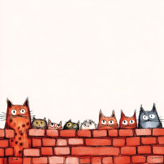 25 Quirky Brick Wall Cat Clipart — view 8 — watercolor clipart transparent PNG instant download