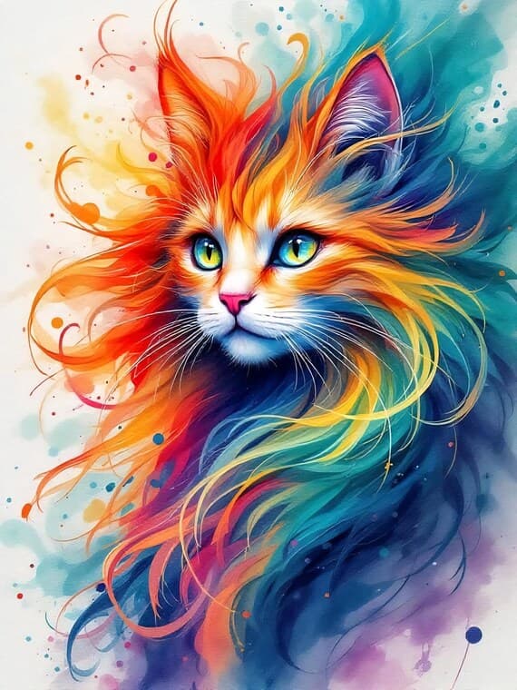 20 Whimsical Watercolor Cat Clipart — view 3 — watercolor clipart transparent PNG instant download