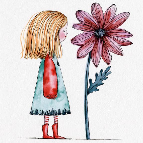 14 Whimsical Girl Clipart PNG — view 7 — watercolor clipart transparent PNG instant download