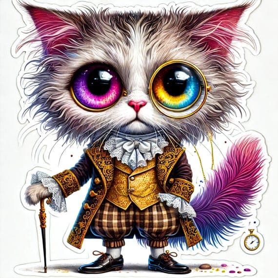 Whimsical Cats Clipart – 10 Quirky Illustrations (Digital Download) — watercolor clipart transparent PNG instant download