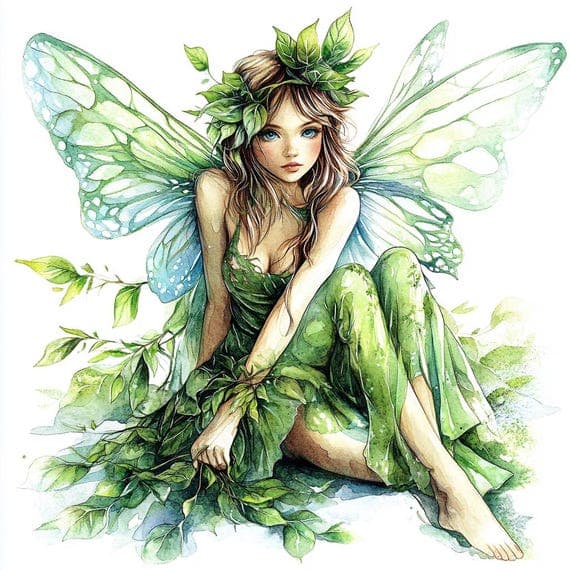 20 Watercolor Green Fairy Clipart — view 8 — watercolor clipart transparent PNG instant download