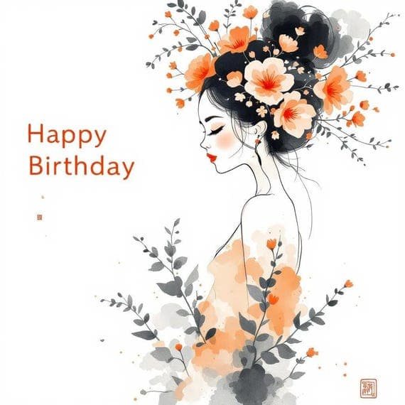Birthday Girl Watercolor Clipart – Floral Balloons, Cake (JPG) — view 7 — watercolor clipart transparent PNG instant download