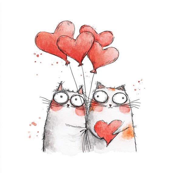 33 Whimsical Valentine Animals Clipart Set (jpg) — view 7 — watercolor clipart transparent PNG instant download