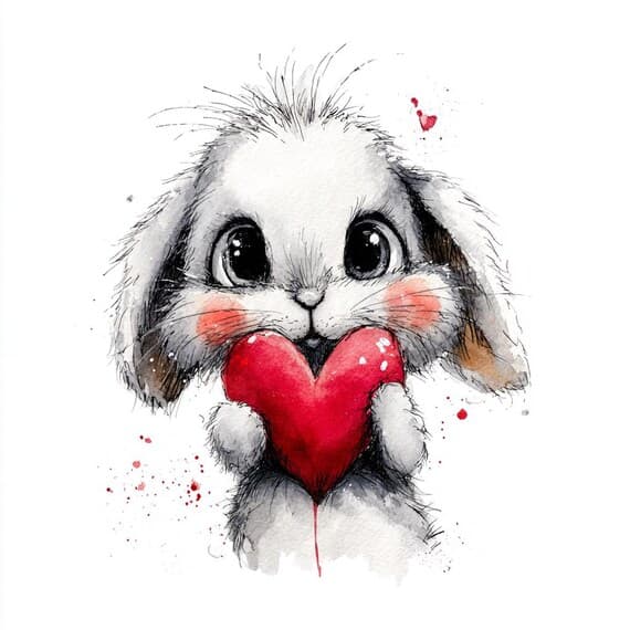 33 Whimsical Valentine Animals Clipart Set (jpg) — watercolor clipart transparent PNG instant download