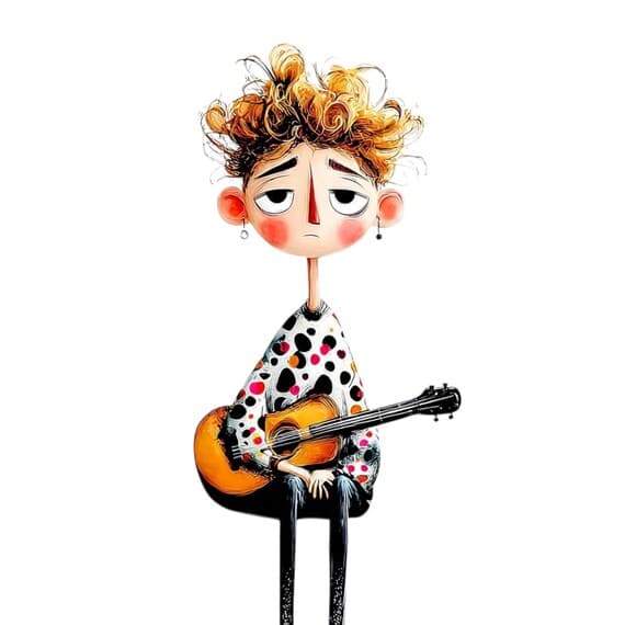 30 Watercolor Guitar Girl Clipart (JPG) — view 8 — watercolor clipart transparent PNG instant download