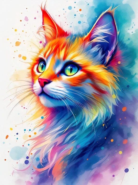 20 Whimsical Watercolor Cat Clipart — view 4 — watercolor clipart transparent PNG instant download
