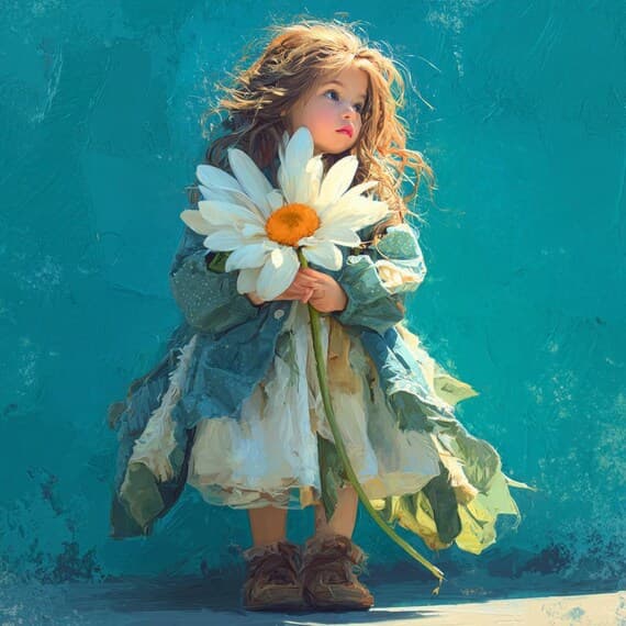Watercolor Daisy Girl Cliparts — watercolor clipart transparent PNG instant download