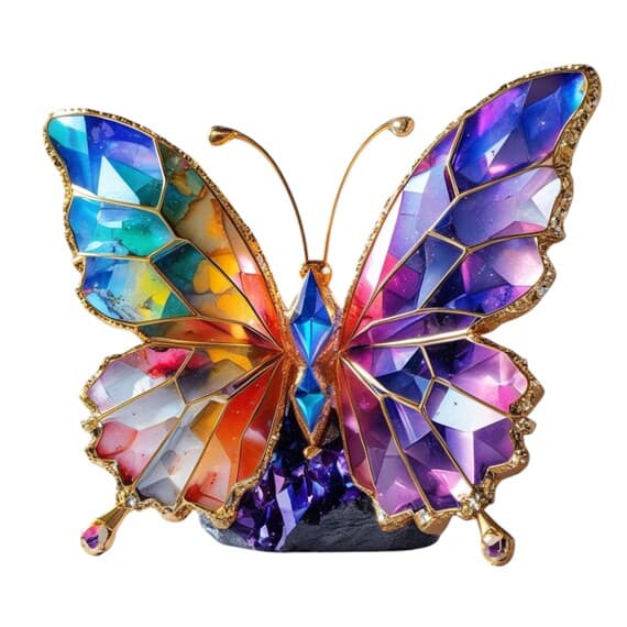 Crystal Butterfly Clipart – Iridescent Gemstone PNGs (Digital Download — view 6 — watercolor clipart transparent PNG instant download