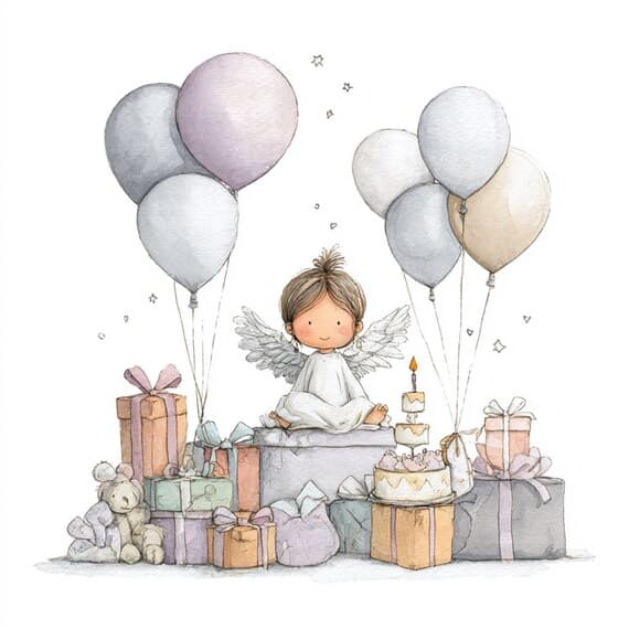 18 Angel Birthday Card Clipart (JPG) — view 2 — watercolor clipart transparent PNG instant download