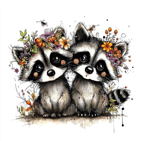20 Raccoon Clipart Set — view 3 — watercolor clipart transparent PNG instant download