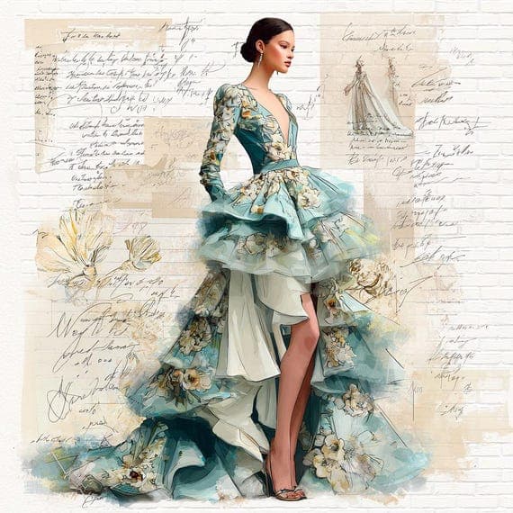 18 Watercolor Fashion Girl Clipart (JPG) — view 3 — watercolor clipart transparent PNG instant download