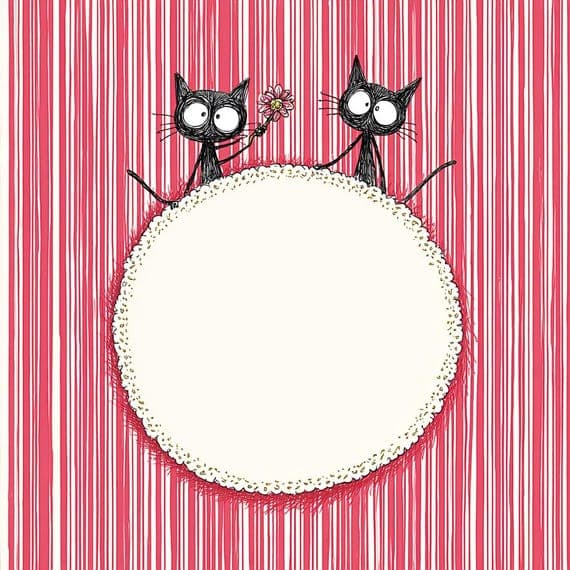 16 Whimsical Cat Frame Clipart (JPG) — view 8 — watercolor clipart transparent PNG instant download