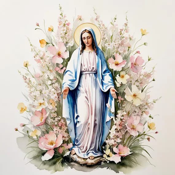 Virgin Mary and Baby Jesus Clipart — watercolor clipart transparent PNG instant download