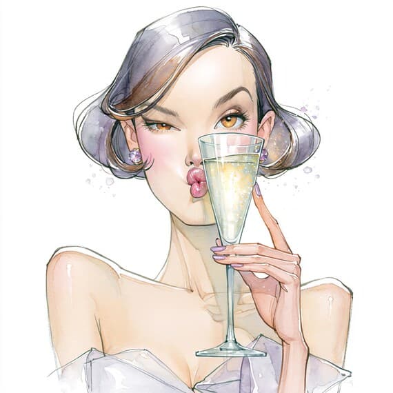 18 Whimsical Wine Girl Clipart JPG — view 3 — watercolor clipart transparent PNG instant download