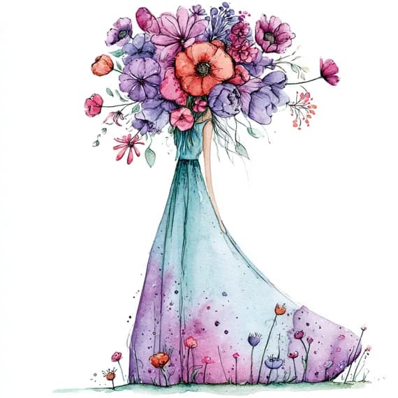 16 Whimsical Princess Clipart PNG — view 7 — watercolor clipart transparent PNG instant download