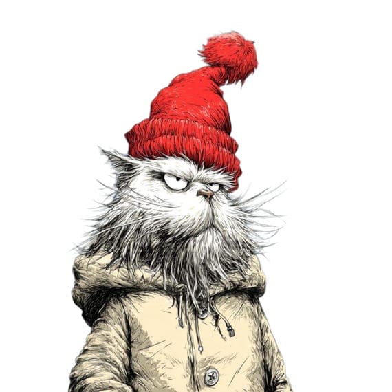 Winter Cats Clipart – Funny Christmas Cat Illustrations (Digital Downl — view 8 — watercolor clipart transparent PNG instant download