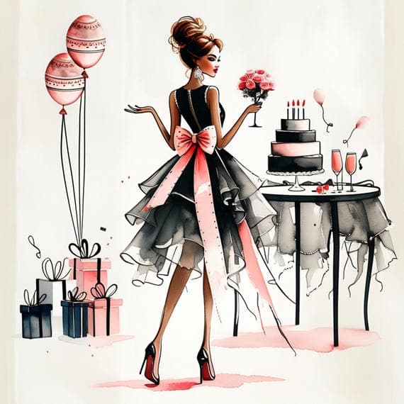Birthday Girl Watercolor Clipart — view 6 — watercolor clipart transparent PNG instant download
