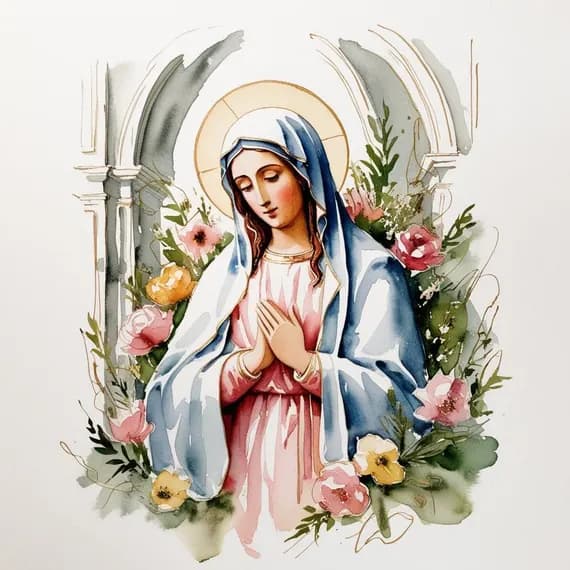 Virgin Mary and Baby Jesus Clipart — view 4 — watercolor clipart transparent PNG instant download
