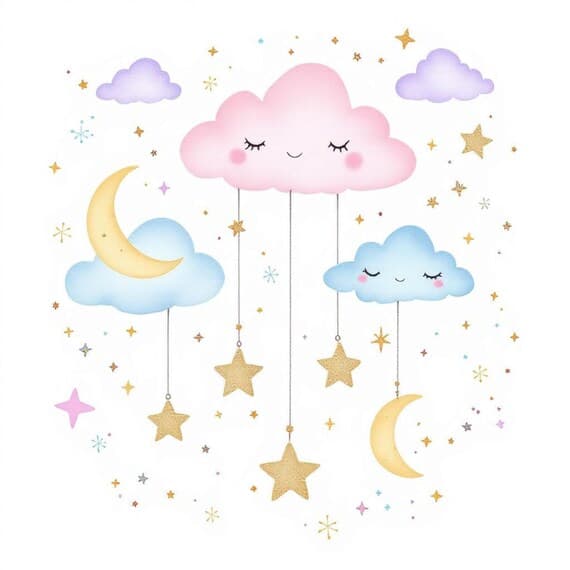 Watercolor Moon & Stars Clipart — view 6 — watercolor clipart transparent PNG instant download
