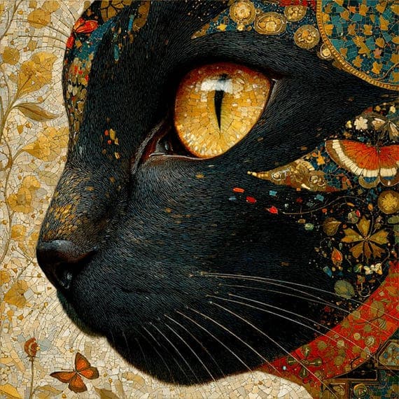 19 Vintage Black Cat Clipart JPG — view 4 — watercolor clipart transparent PNG instant download