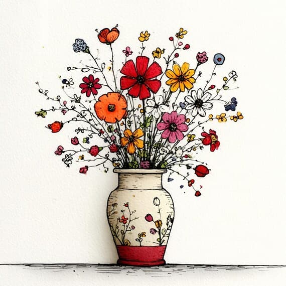 25 Watercolor Spring Flower Vase Clipart, Whimsical Floral Art — watercolor clipart transparent PNG instant download