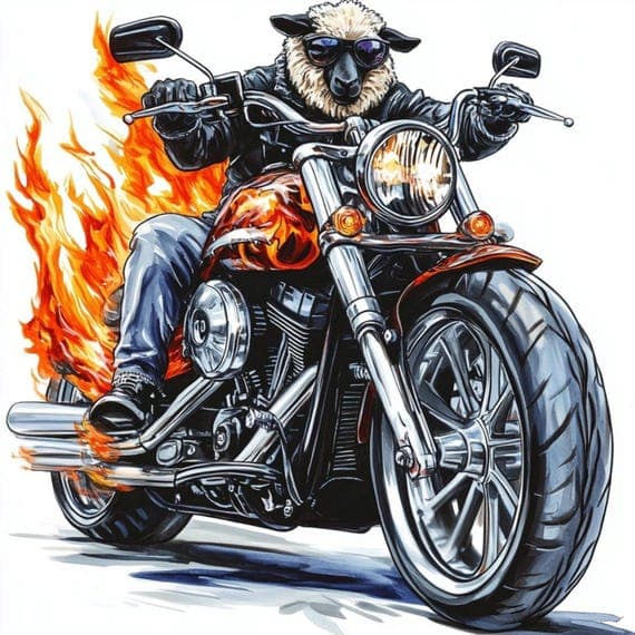 9 Motorbike Sheep Clipart – Funny Animal Illustration (Digital Downloa — view 6 — watercolor clipart transparent PNG instant download