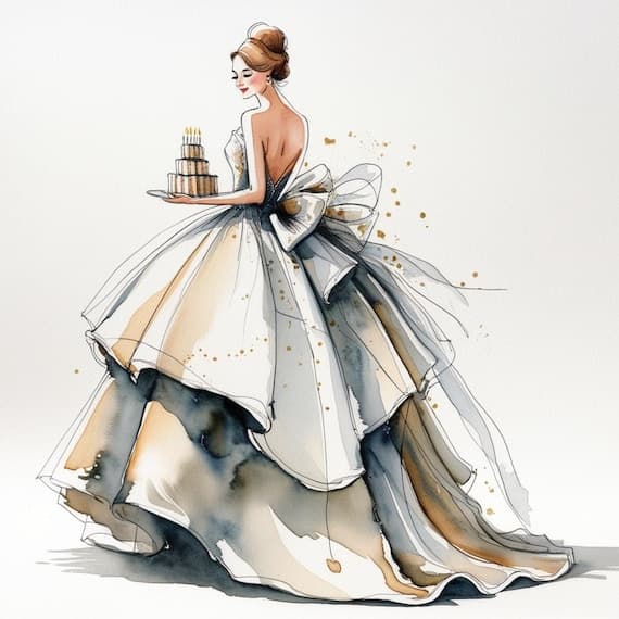 Elegant Birthday Girl Clipart — view 4 — watercolor clipart transparent PNG instant download