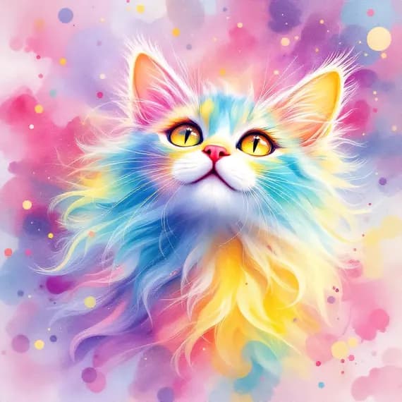 Whimsical Floral Cat Clipart — view 8 — watercolor clipart transparent PNG instant download