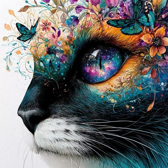 19 Whimsical Black Cat Clipart JPG — view 4 — watercolor clipart transparent PNG instant download
