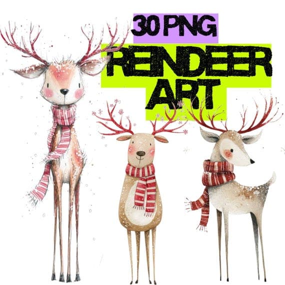 Watercolor Reindeer Clipart β watercolor clipart transparent PNG instant download