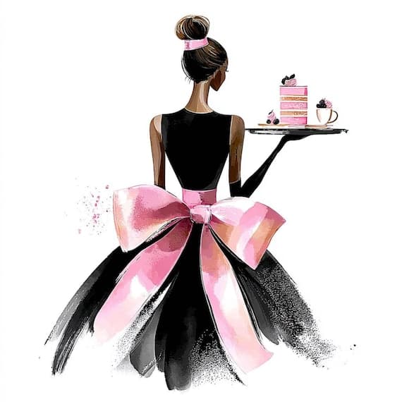 22 Pink Cake Lady Clipart (JPG) — watercolor clipart transparent PNG instant download