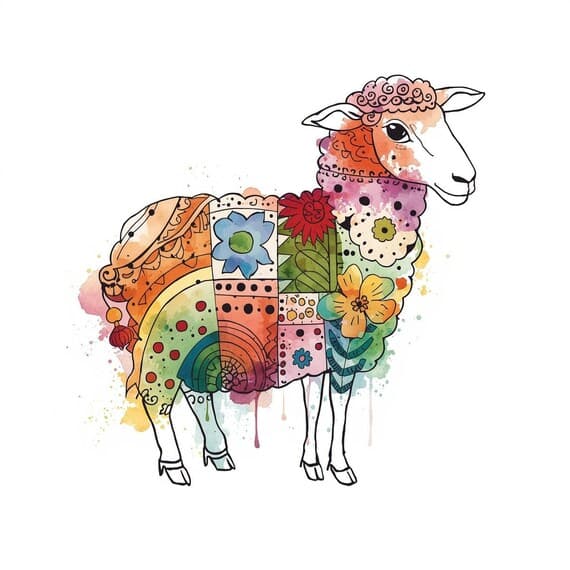 Whimsical Sheep Clipart β view 4 β watercolor clipart transparent PNG instant download