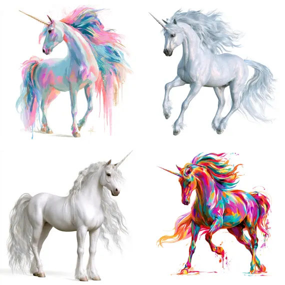 22 Magical Unicorn Clipart PNG β watercolor clipart transparent PNG instant download