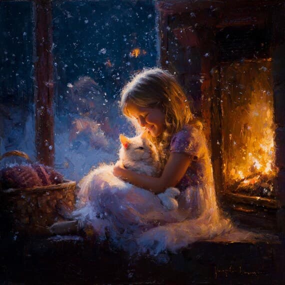15 Watercolor Christmas Girl & Cat Clipart (JPG ) β view 6 β watercolor clipart transparent PNG instant download