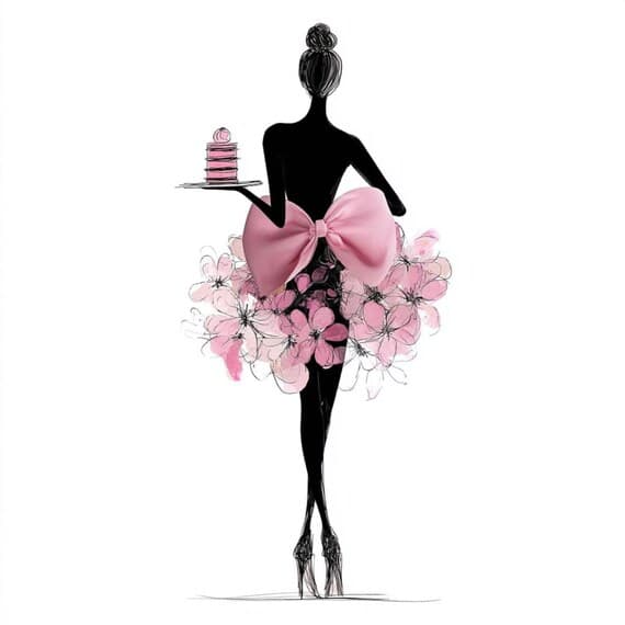 22 Pink Cake Lady Clipart (JPG) β view 8 β watercolor clipart transparent PNG instant download