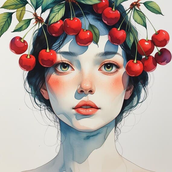 20 Floral Woman Portrait Art β view 4 β watercolor clipart transparent PNG instant download
