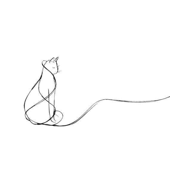 30 One Line Cat Clip Art β view 4 β watercolor clipart transparent PNG instant download