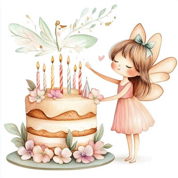 Birthday Cake Fairy Clipart, Watercolor PNG Designs (Digital Download) β view 8 β watercolor clipart transparent PNG instant download