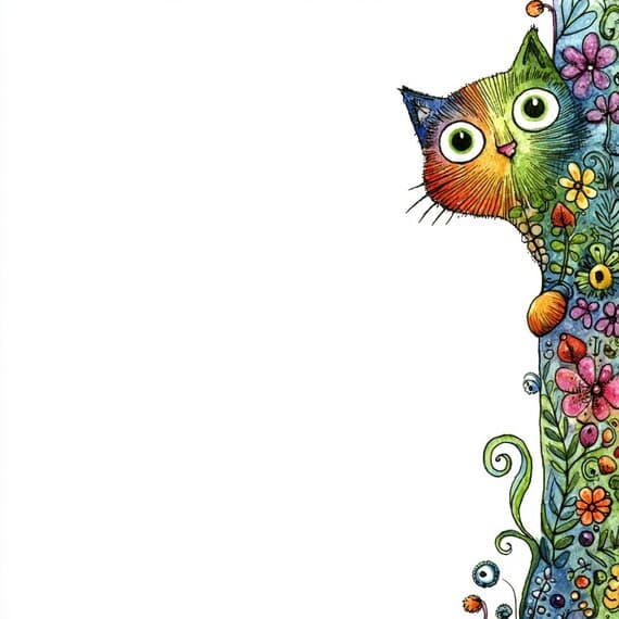 20 Quirky Cat Stationery Pages β view 3 β watercolor clipart transparent PNG instant download