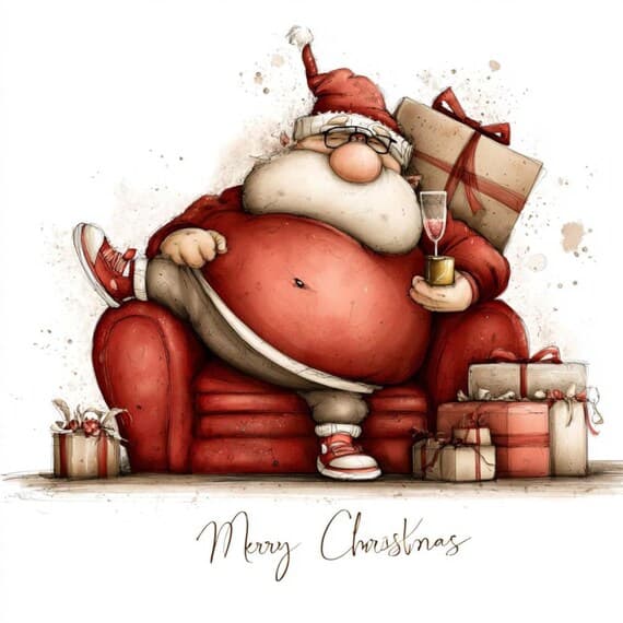 15 Quirky Merry Christmas Santa Clipart (JPG) β view 8 β watercolor clipart transparent PNG instant download