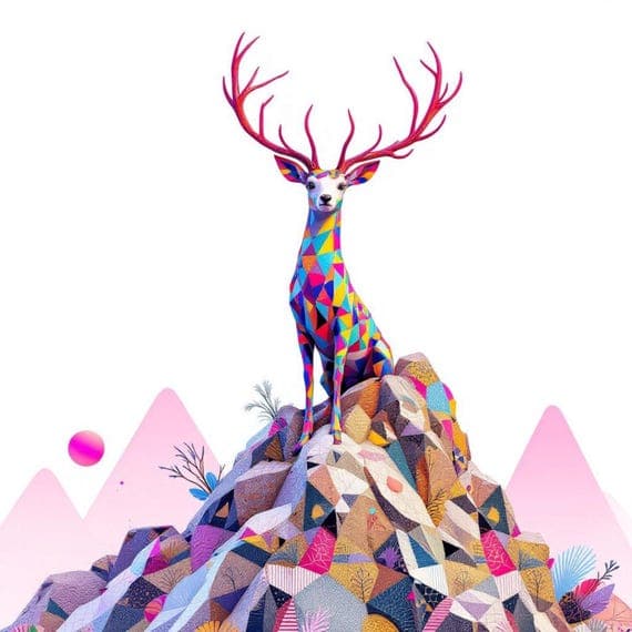 Abstract Deer Minimal , Printable lineart Watercolour , Wall art β view 6 β watercolor clipart transparent PNG instant download