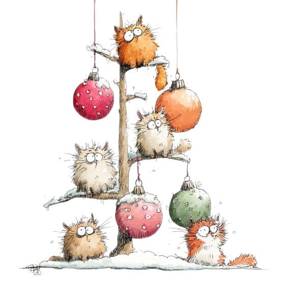 45 Watercolor Christmas Cats Clipart β view 3 β watercolor clipart transparent PNG instant download