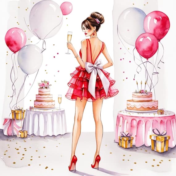 Watercolor Birthday Girls Clipart β view 4 β watercolor clipart transparent PNG instant download