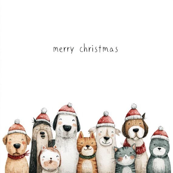 18 Merry Christmas Pet Clipart (JPG) β view 2 β watercolor clipart transparent PNG instant download